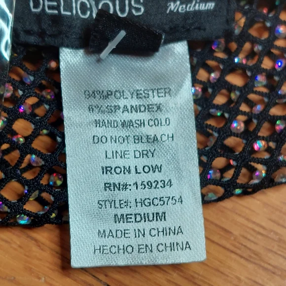 Hot & Delicious Black Mesh Bedazzled Rhinestone Festival Bikini Top Medium NWT - Picture 8 of 9